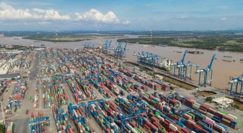 Ảnh chụp từ trên cao về Cảng Cát Lái, TP Thủ Đức tháng
