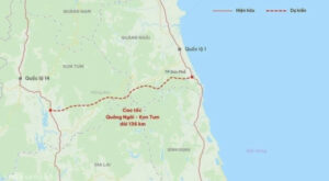 Bản đồ chi tiết về tuyến đường cao tốc Quảng Ngãi - Kon Tum đi qua Măng Đen