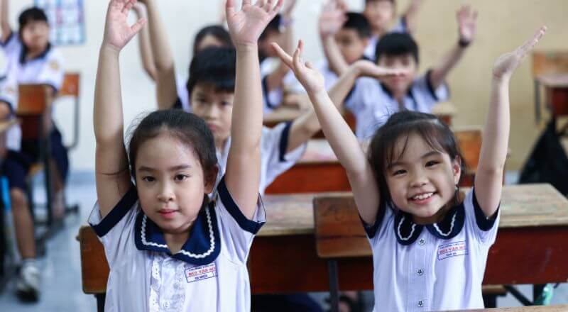 Các em học sinh tại trường Tiểu học Bùi Văn Mới, phường Phước Long