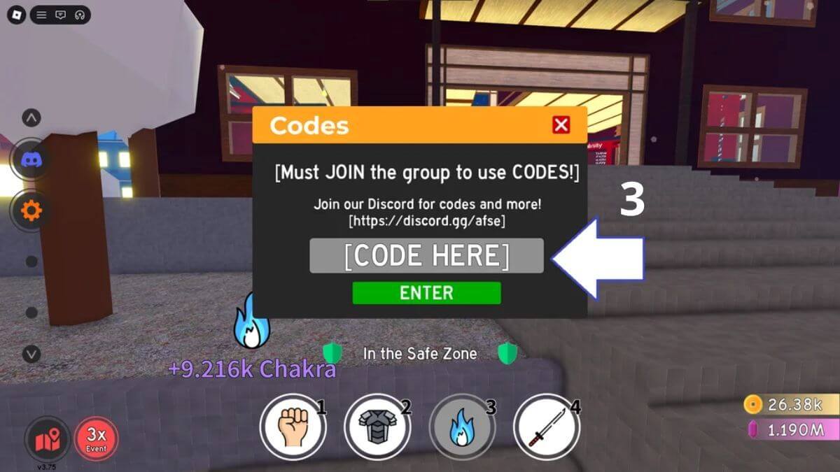 Cách nhận Code Anime Fighting Simulator Endless bước 3