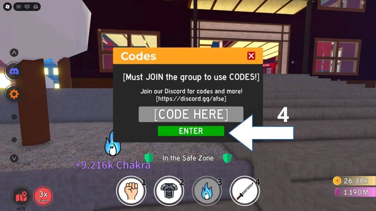 Cách nhận Code Anime Fighting Simulator Endless bước 4