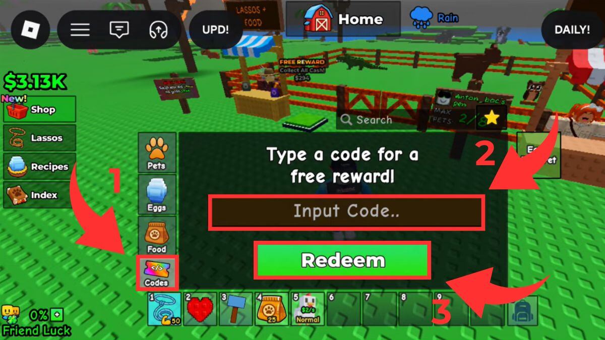 Cách nhận code Catch And Tame bước 3