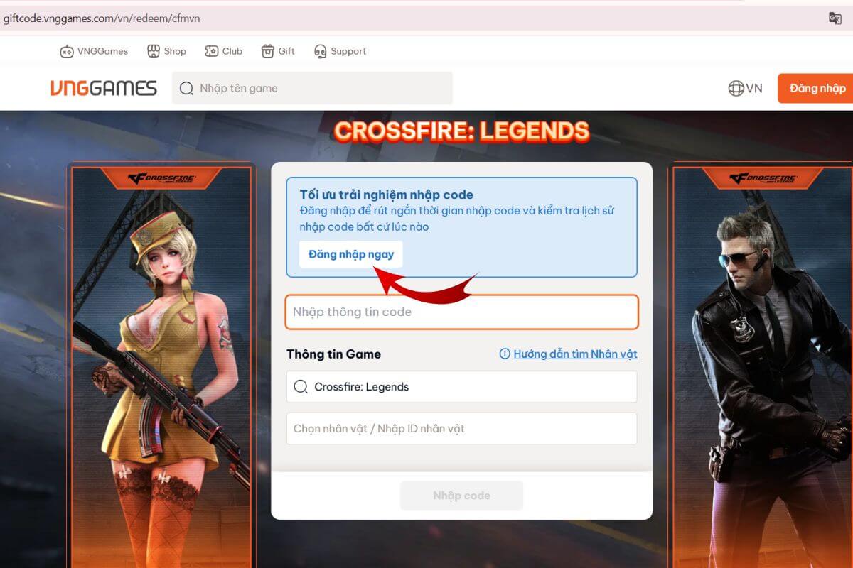 Cách nhận code Crossfire: Legends bước 1