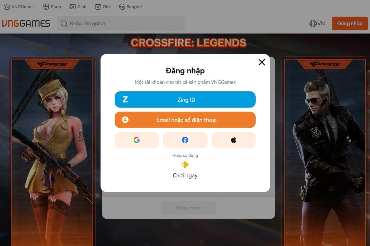 Cách nhận code Crossfire: Legends bước 2