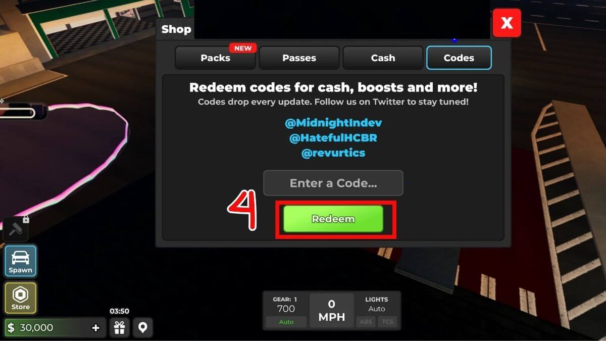 Cách nhận code Midnight Chasers bước 4