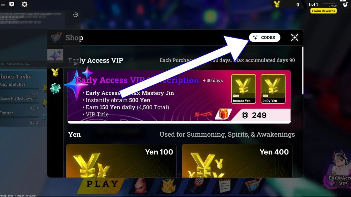 Cách nhận Code Racket Rivals bước 3