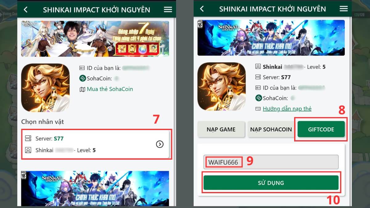Cách nhận Code Shinkai Impact bước 2