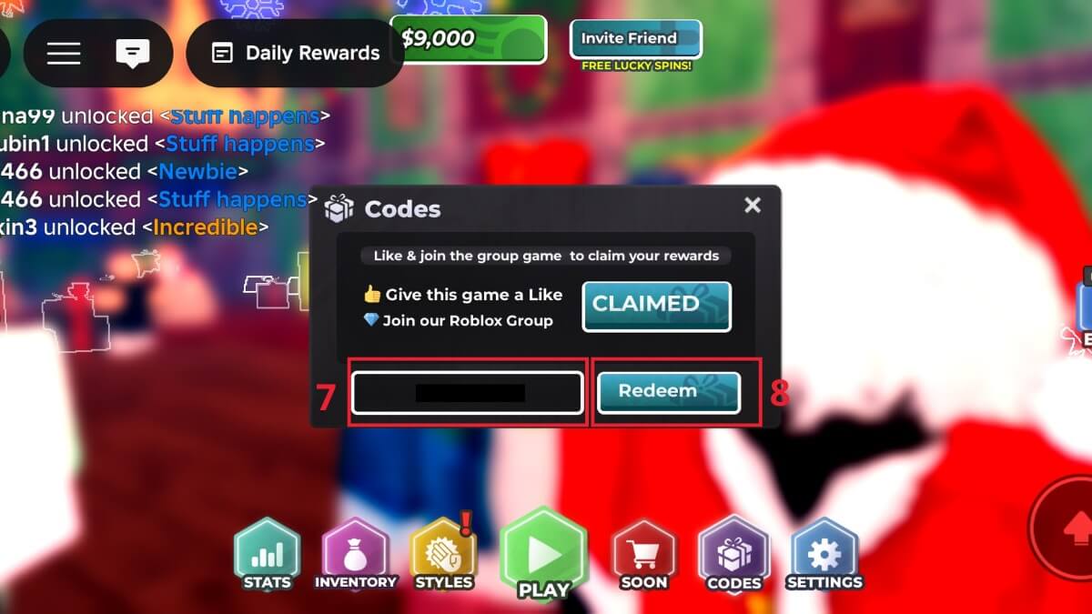 Cách nhận code Slap Roblox bước 4