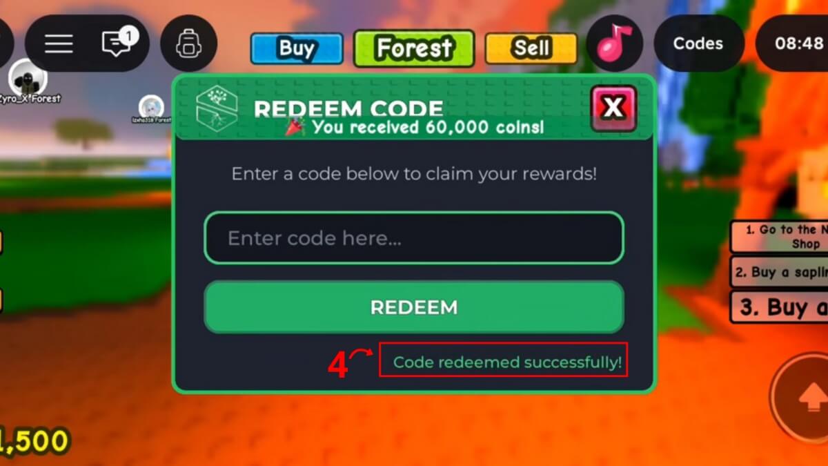 Cách nhận code Superforest bước 3