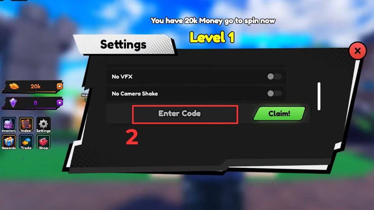 Cách nhận code Titan Fishing Bước 2