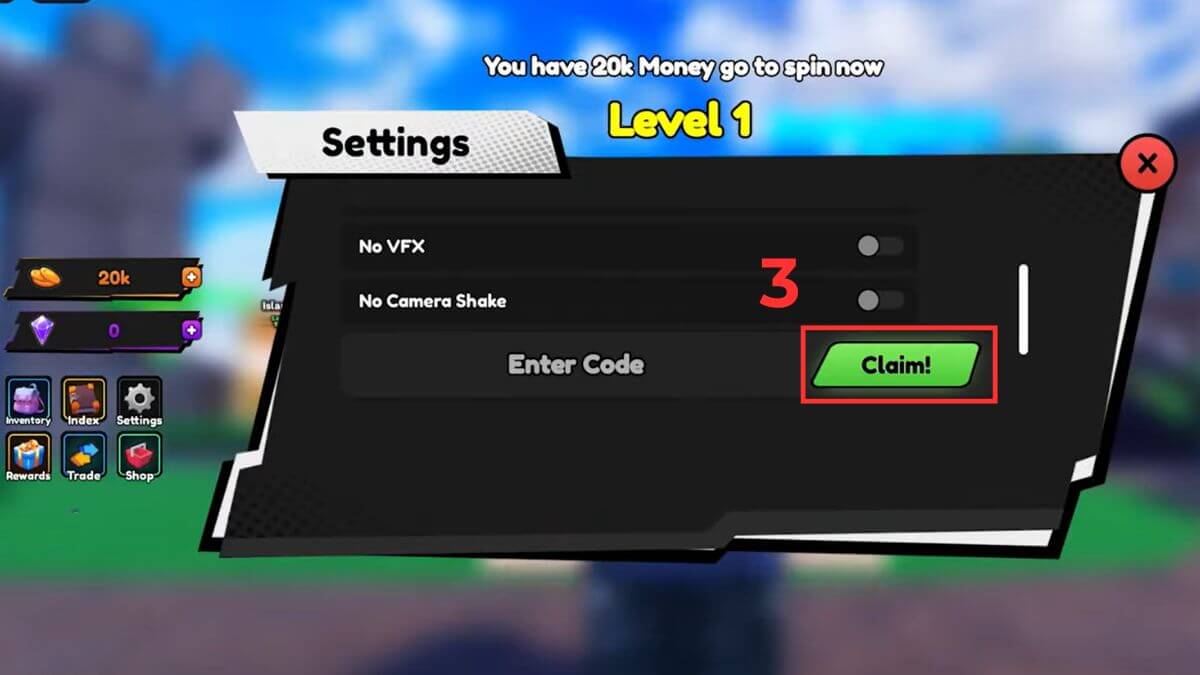 Cách nhận code Titan Fishing Bước 3