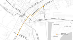 Hình về tuyến đường Vành đai 1 đi qua TP Cà Mau cũ