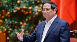 Thủ tướng Phạm Minh Chính đang phát biểu tại chiều 14/3