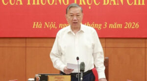 Tổng bí thư Tô Lâm đang phát biểu