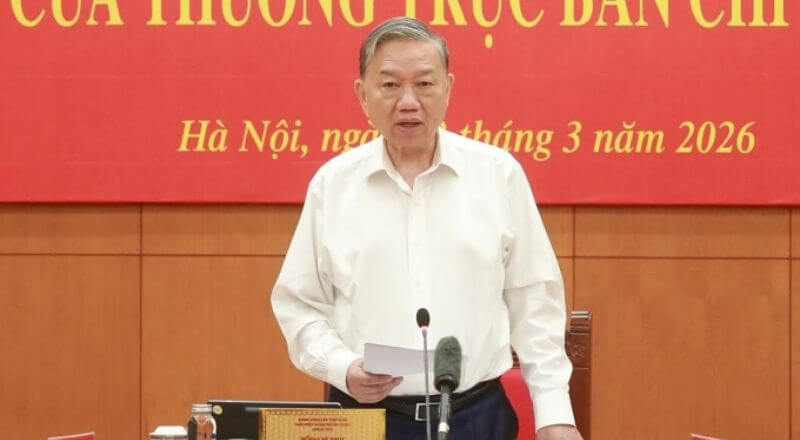 Tổng bí thư Tô Lâm đang phát biểu